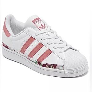 Adidas White & Pink Her Studio London Superstar Sneakers Big Girls Size 3.5